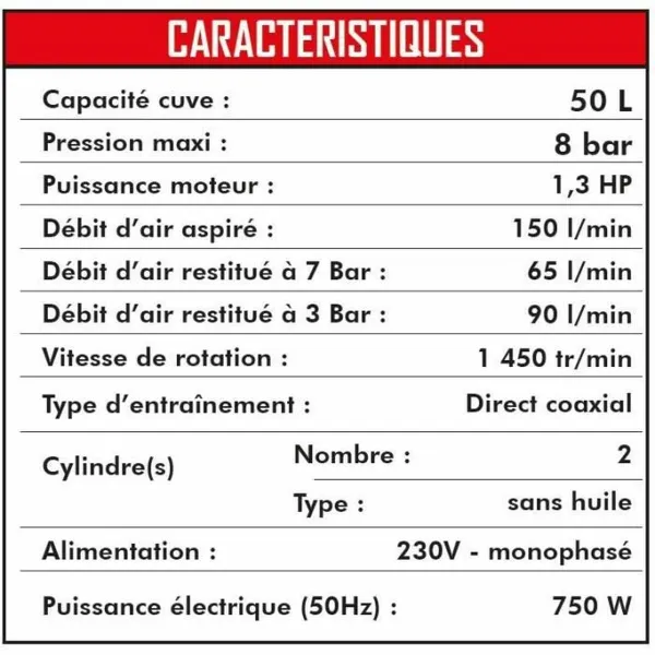 Air Compressor MECAFER 425523 Horizontal Silent 8 bar 24 L