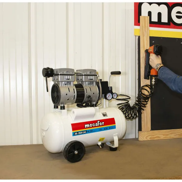 Ilmakompressori MECAFER 425523 Horisontaalinen Hiljainen 8 bar 24 L