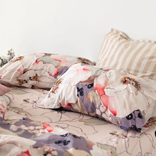 Nordic cover HappyFriday White Peonies Multicolour 260 x 240 cm