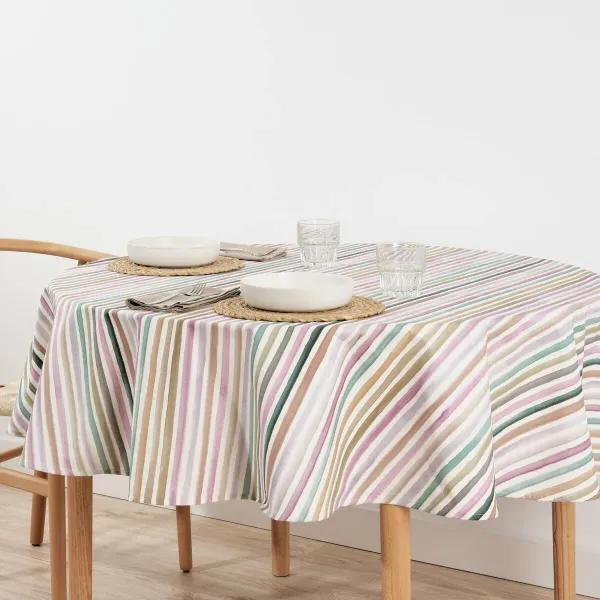 Stain-proof tablecloth Belum Naiara 4-100 Multicolour Ø 100 cm Striped