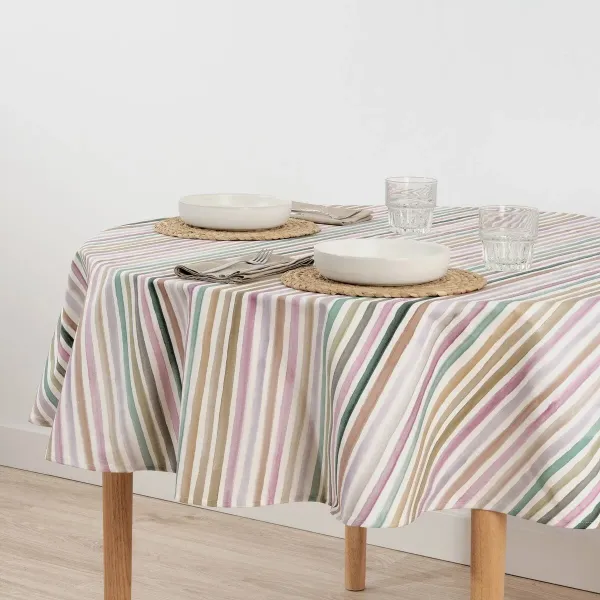 Stain-proof tablecloth Belum Naiara 4-100 Multicolour Ø 100 cm Striped