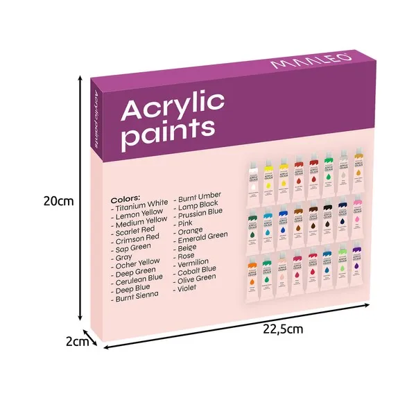 Akrüülvärvid 24 tk - 12 ml. Maaleo 20363
