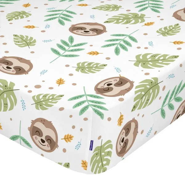 Fitted bottom sheet HappyFriday Moshi Moshi Happy Sloth Multicolour 90 x 200 x 32 cm