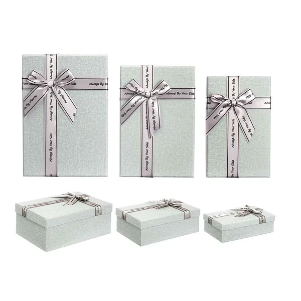 Set of decorative boxes Dark grey Cardboard Lasso 3 Pieces