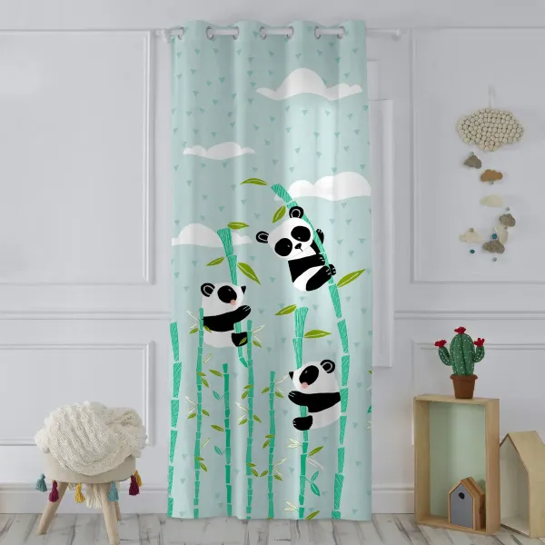 Curtain HappyFriday Moshi Moshi Panda Garden Blue 140 x 265 cm