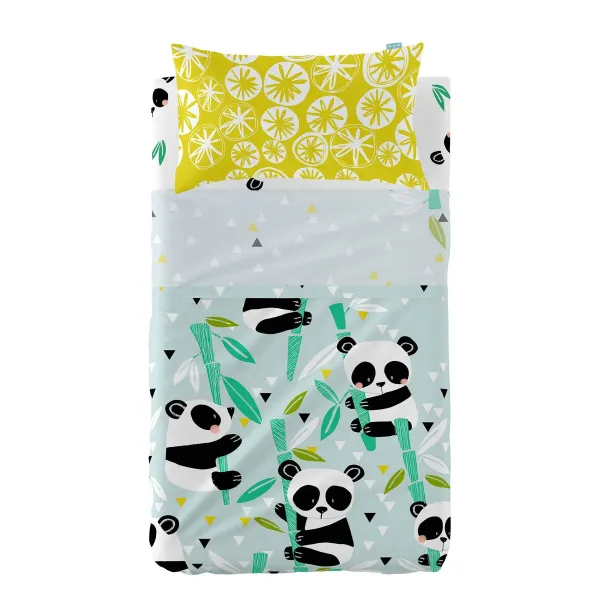 Bedding set HappyFriday Moshi Moshi Panda garden blue Blue Baby Crib 2 Pieces