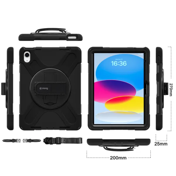 Crong Defender Plus - Rugged Case iPad 11" A16 (2025) / 10.9" (2022) (black)