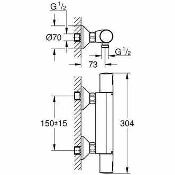 Maišytuvas su dviem rankenėlėmis Grohe Precision Start Dušui Matinė galinė dalis Metalinis