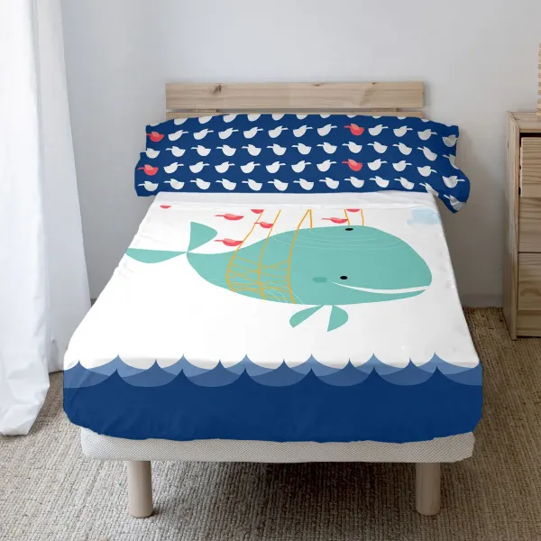 Bedding set HappyFriday Moshi Moshi Whale Multicolour Single 2 Pieces