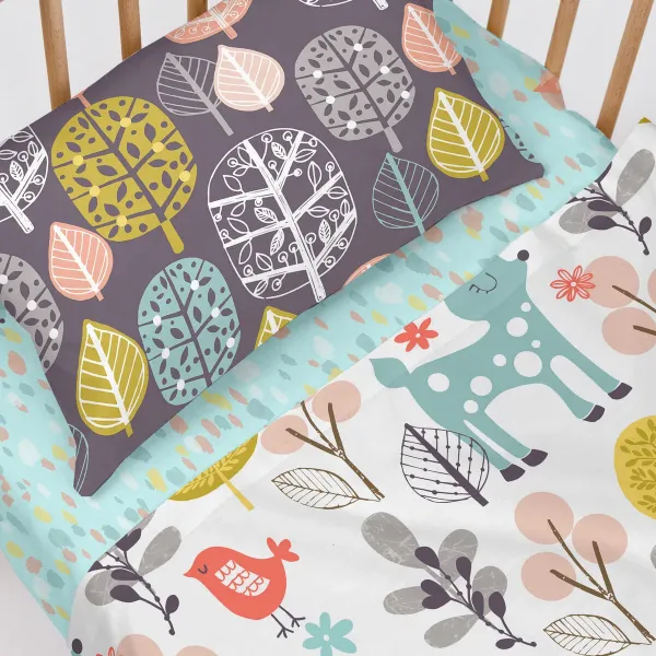 Bedding set HappyFriday Moshi Moshi Woodland Multicolour Baby Crib 2 Pieces