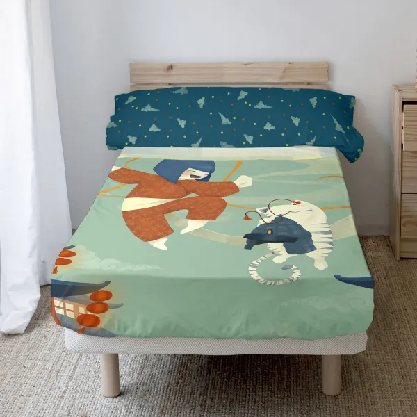 Bedding set HappyFriday Mr Fox The Warrior Multicolour 2 Pieces