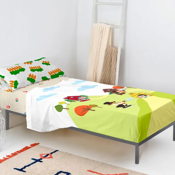 Bedding set HappyFriday Mr Fox Piggys Multicolour Single 2 Pieces