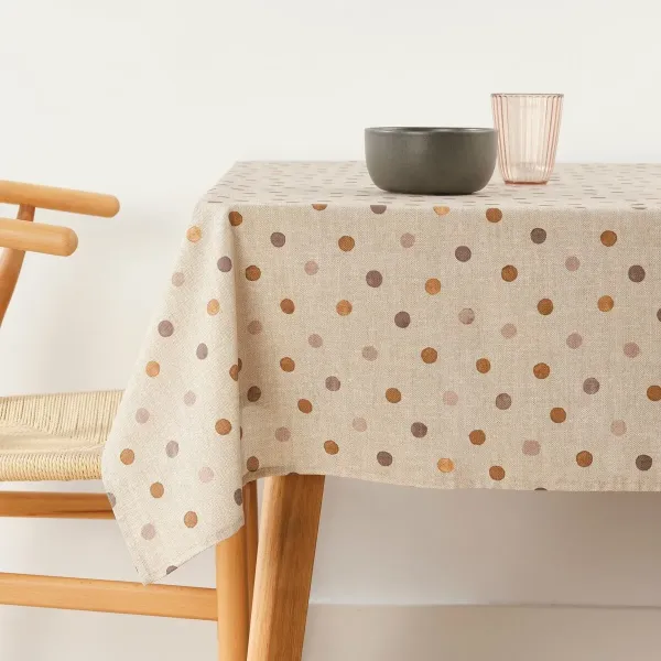 Stain-proof tablecloth Belum 0120-305 Beige Multicolour 200 x 150 cm Polka dots