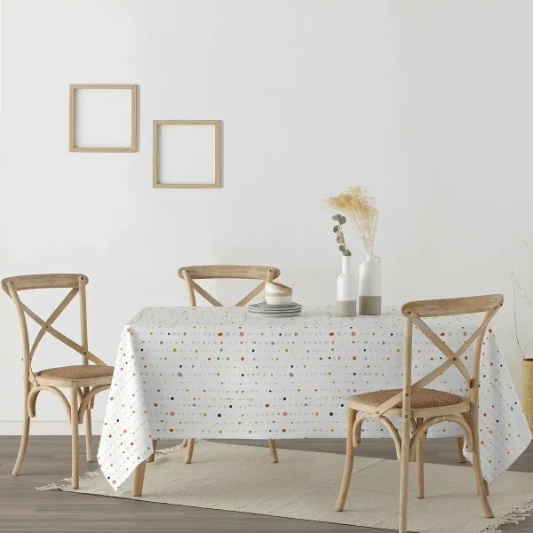 Stain-proof tablecloth Belum 0120-107 White Multicolour 200 x 150 cm Polka dots