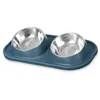 Dog Feeder Blue Metal 40 x 8,5 x 22 cm Double