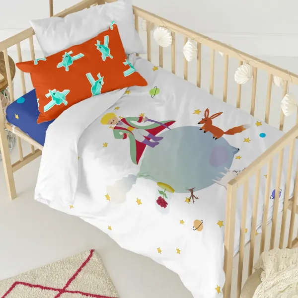 Duvet cover set HappyFriday Le Petit Prince Multicolour Baby Crib 2 Pieces