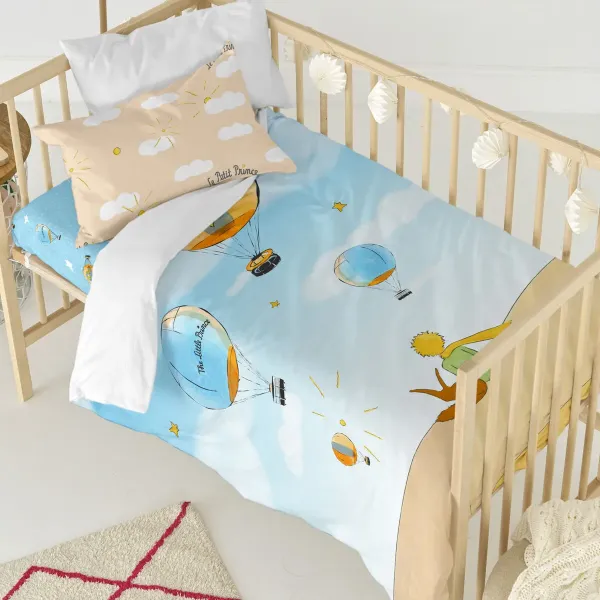 Duvet cover set HappyFriday Le Petit Prince Montgolfiere Multicolour Baby Crib 2 Pieces