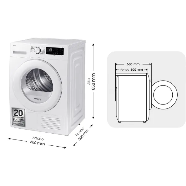Heat pump dryer Samsung DV90DG52A0TEEC 9 kg