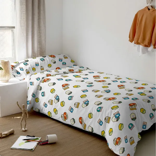 Duvet cover set HappyFriday Le Petit Prince Son Avion Multicolour Single 2 Pieces