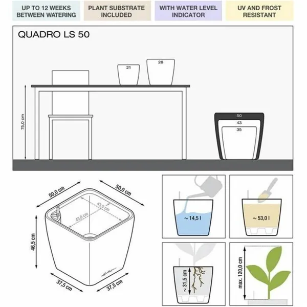 Plant pot Lechuza Ø 50 cm White Plastic Rectangular