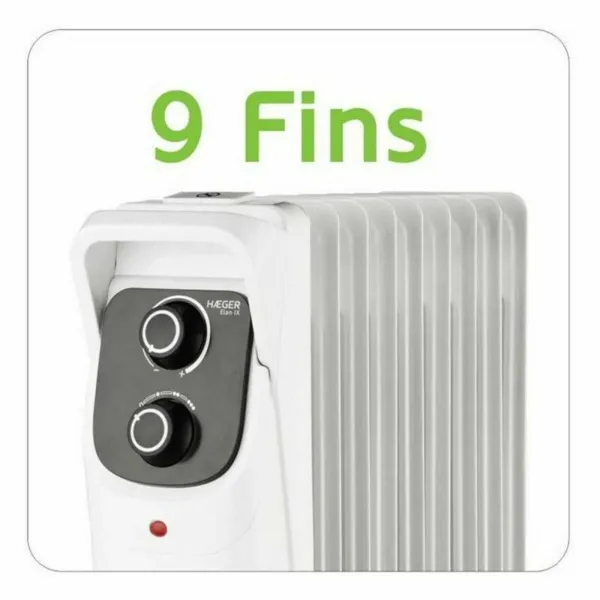 Öljytäytteinen lämpöpatteri (9-lokeroinen) Haeger OH-009.006A 2000 W Valkoinen