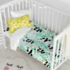 Duvet cover set HappyFriday Moshi Moshi Panda Garden Blue Blue Baby Crib 2 Pieces