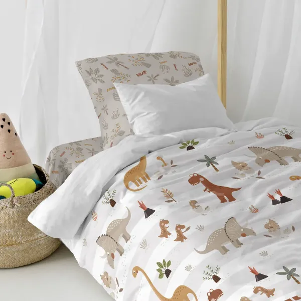 Duvet cover set HappyFriday Moshi Moshi Dino Family Multicolour Single 2 Pieces