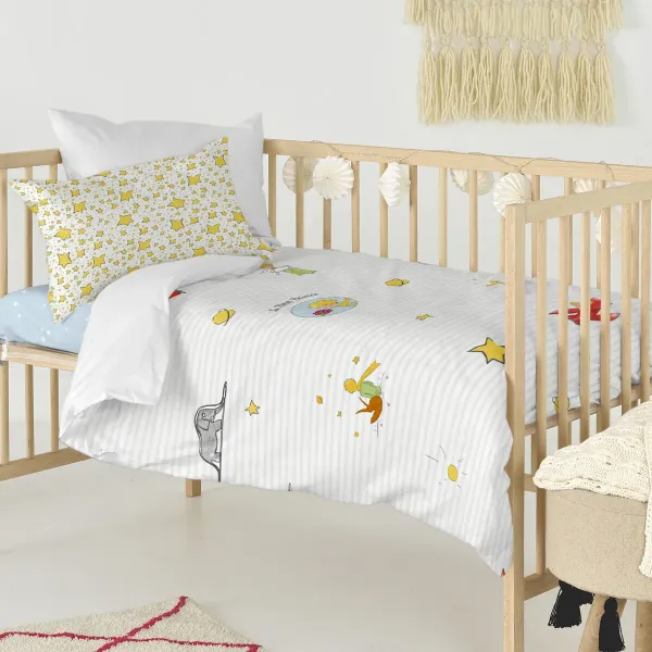 Duvet cover set HappyFriday Le Petit Prince Son Monde Multicolour Baby Crib 2 Pieces