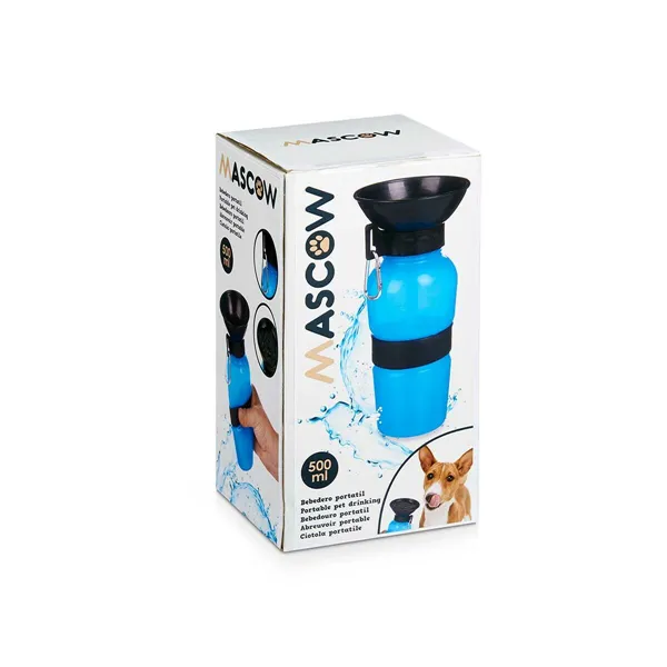 Dog Water Bottle-Dispenser Blue Black Metal Plastic 500 ml