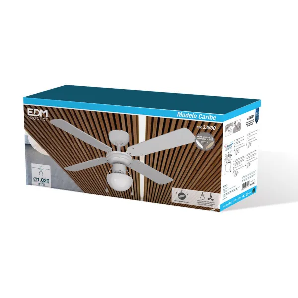 Plafondventilator met licht EDM 33800 Caribe Balts 50 W