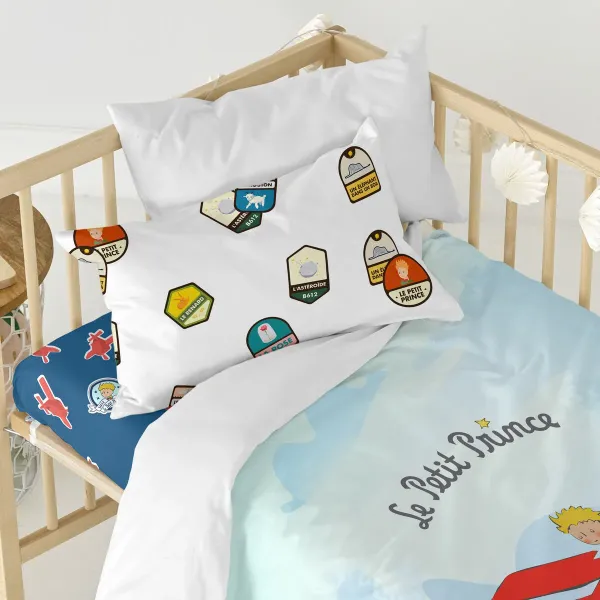 Duvet cover set HappyFriday Le Petit Prince Son Avion Multicolour Baby Crib 2 Pieces