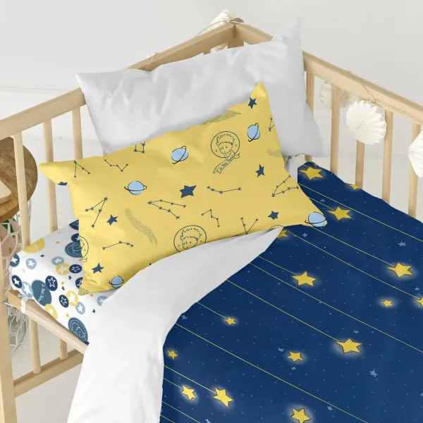 Duvet cover set HappyFriday Le Petit Prince La Nuit Multicolour Baby Crib 2 Pieces