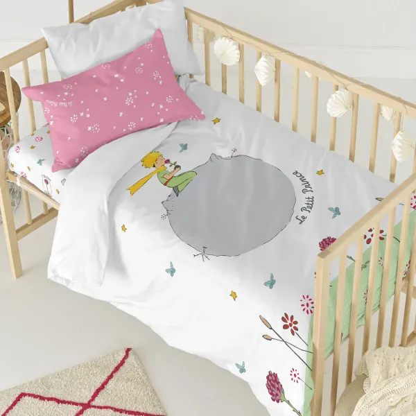 Duvet cover set HappyFriday Le Petit Prince Campagne Multicolour Baby Crib 2 Pieces