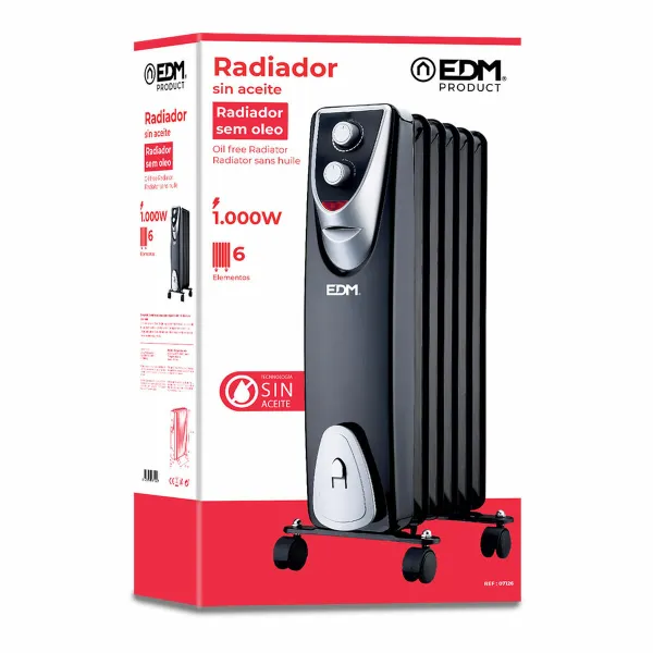Radiaator EDM 07126 Black Edition Must/Hall 1000 W