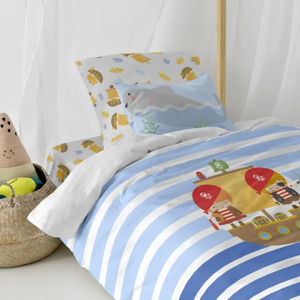 Duvet cover set HappyFriday Happynois Pirate Ship Multicolour Single 2 Pieces