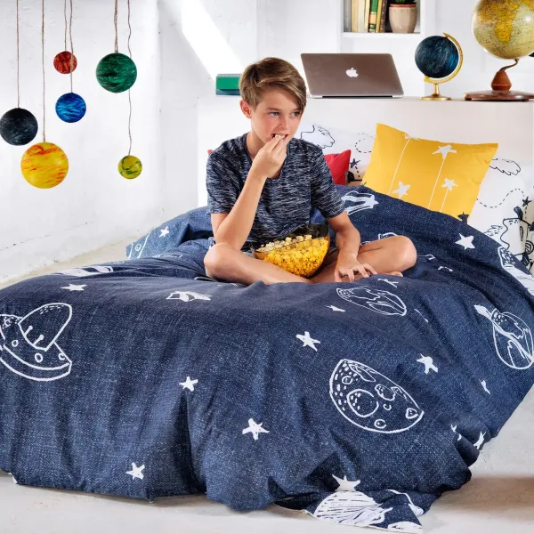 Duvet cover set HappyFriday Mr Fox Starspace  Multicolour Single 2 Pieces