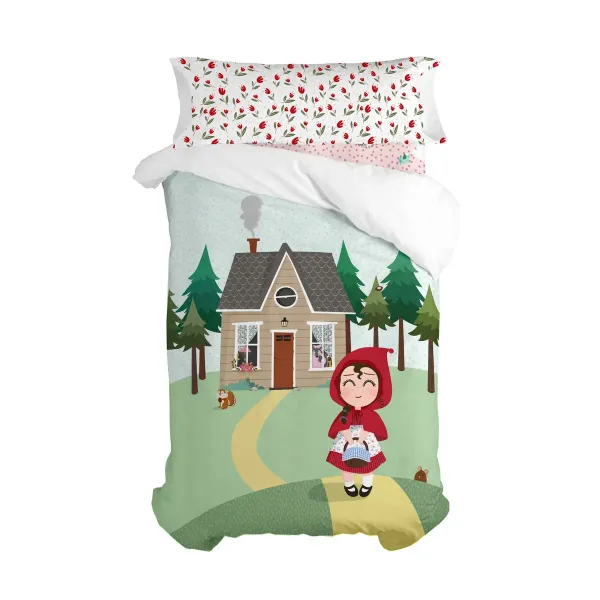 Duvet cover set HappyFriday Mr Fox Red riding hood  Multicolour Single 2 Pieces