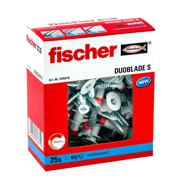 Sieniniai kištukai ir varžtai Fischer (25 vnt.)