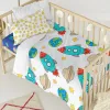 Duvet cover set HappyFriday Mr Fox Space rocket Multicolour Baby Crib 2 Pieces