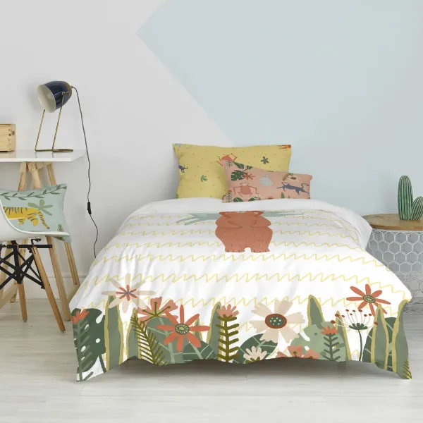 Duvet cover set HappyFriday Mr Fox Jungle life  Multicolour Single 2 Pieces