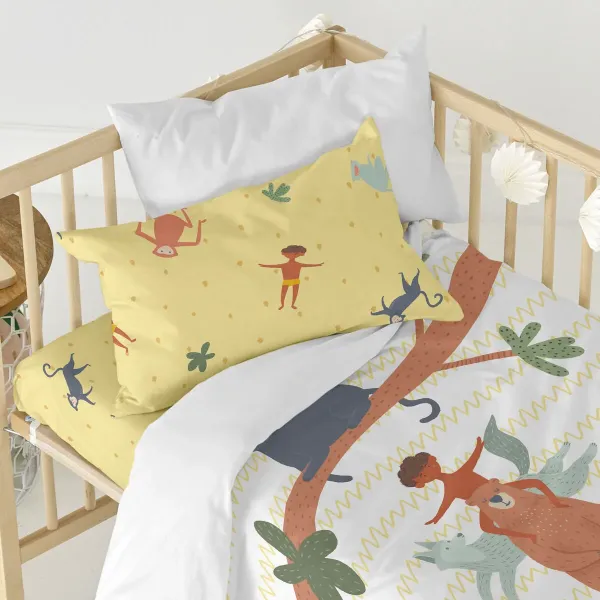 Duvet cover set HappyFriday Mr Fox Jungle life  Multicolour Baby Crib 2 Pieces