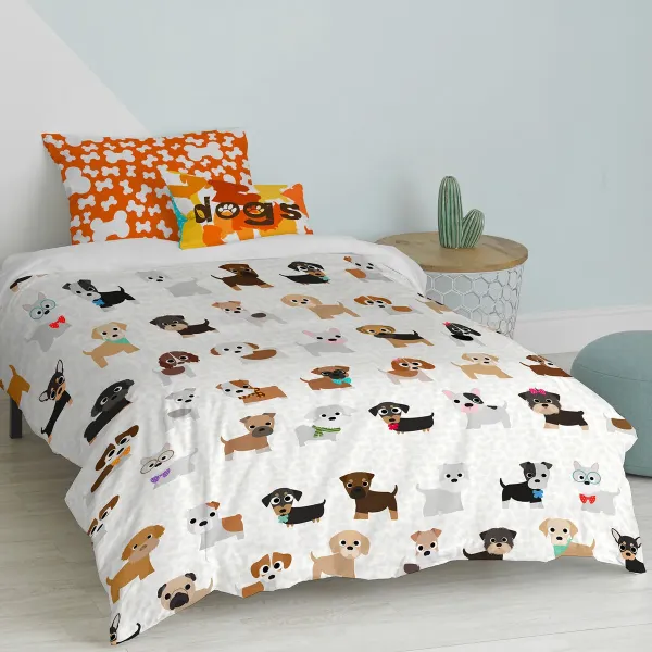 Duvet cover set HappyFriday Mr Fox Dogs Multicolour Single 2 Pieces