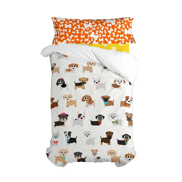 Duvet cover set HappyFriday Mr Fox Dogs Multicolour Single 2 Pieces