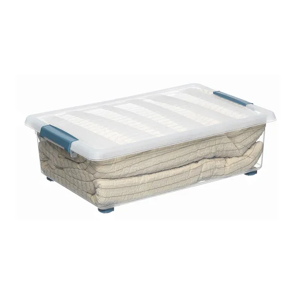 Daudzfunkcionāla Kaste Domopak Living Katla Ar riteņiem Ar rokturiem Caurspīdīgs 28 L (59 x 39 x 18,5 cm)