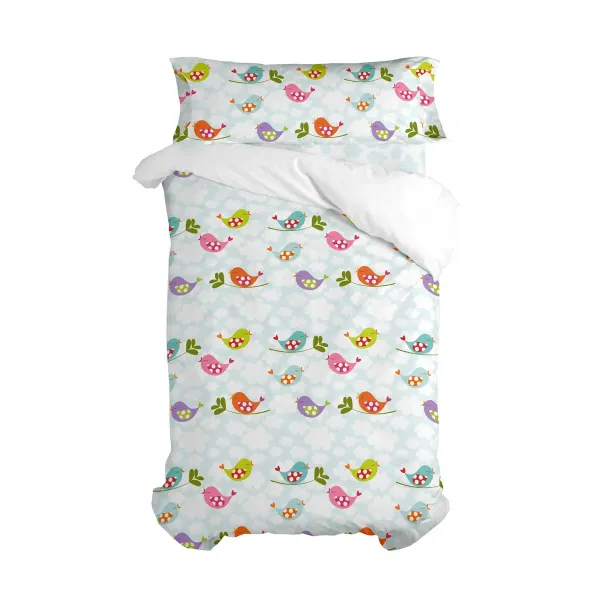 Duvet cover set HappyFriday Mr Fox Little birds Multicolour Single 2 Pieces