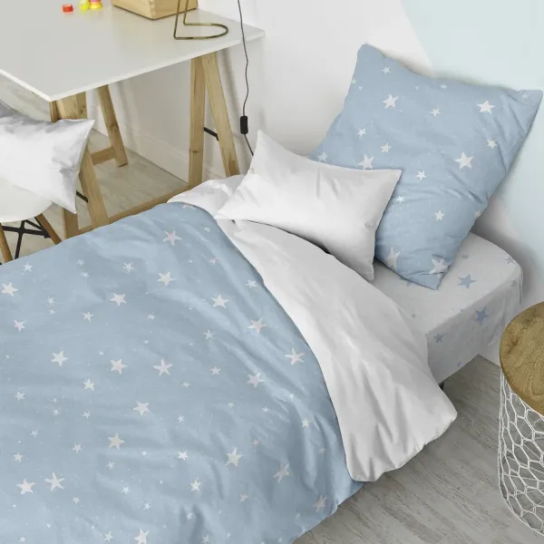 Duvet cover set HappyFriday Basic Kids Blue Single 2 Pieces