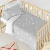 Duvet cover set HappyFriday Basic Kids Grey Baby Crib 2 Pieces