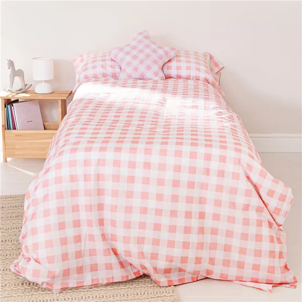 Duvet cover set HappyFriday Basic Kids Pink Single Gingham 2 Pieces