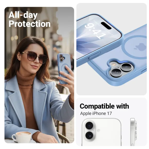 Crong Hybrid Matte Magnetic - MagSafe iPhone 17 Case (Blue)