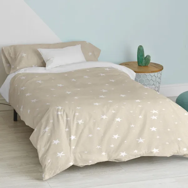 Duvet cover set HappyFriday Basic Kids Beige Single 2 Pieces